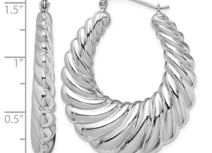 Sterling silver oval hoop earrings, further view