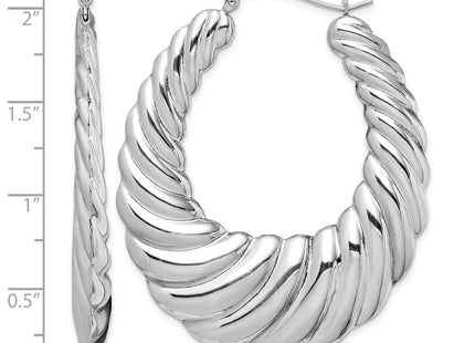 Sterling silver oval hoop earrings, further view