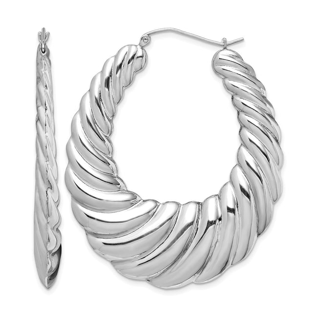Sterling silver oval hoop earrings