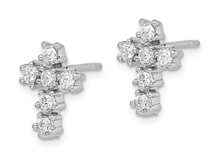 Sterling silver cubic zirconia cross earrings, alternate view
