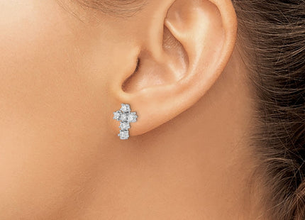Sterling silver cubic zirconia cross earrings, another view