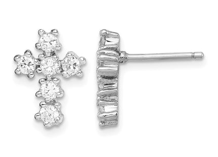 Sterling silver cubic zirconia cross earrings
