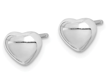 Sterling Silver Rhodium-plated Heart Post Earrings (Style QE4819)
