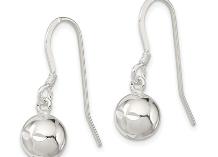 Sterling Silver Diamond Cut Bead Dangle Earrings
