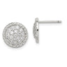 Sterling Silver Rhodium-plated Polished & Twisted CZ Circle Post Earrings
