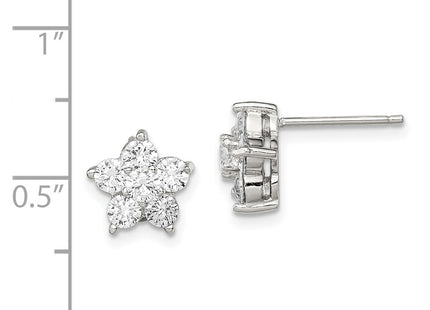 Sterling silver cubic zirconia flower earrings, further view