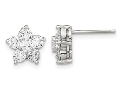 Sterling silver cubic zirconia flower earrings