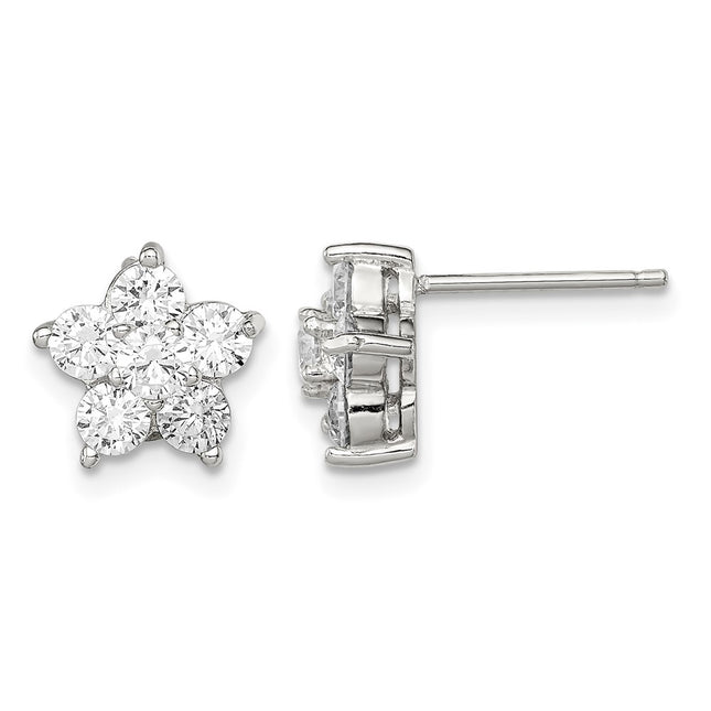 Sterling silver cubic zirconia flower earrings