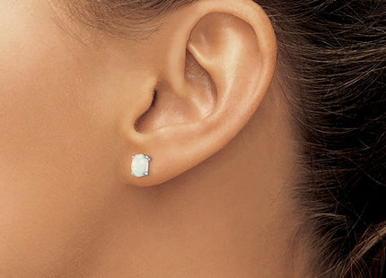 Sterling Silver Rhodium-plated Created Opal Post Earrings (Style QE4971)
