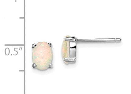 Sterling Silver Rhodium-plated Created Opal Post Earrings (Style QE4971)