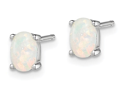 Sterling silver opal earrings, alternate view