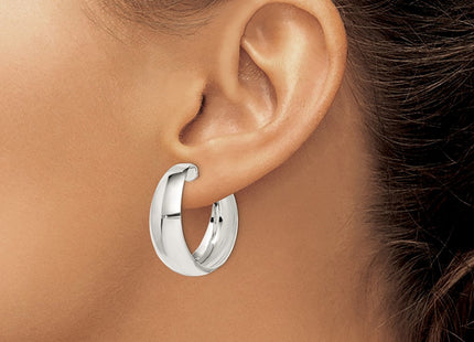 Sterling Silver Rhodium-plated Fancy J-Hoop Post Earrings (Style QE526)