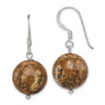 Sterling Silver Polished Round Picture Jasper Dangle Earrings