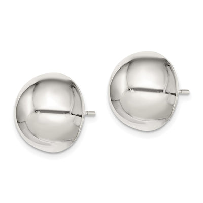 Sterling Silver Polished Button Earrings, 14 x 14mm