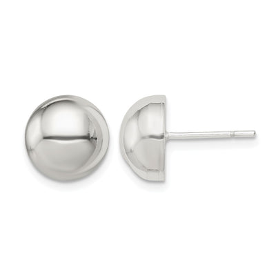 Sterling Silver Polished Button Earrings, 10 x 10mm