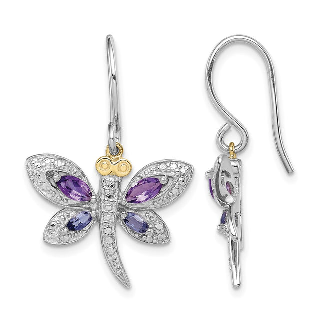 Sterling silver diamond dragonfly necklace