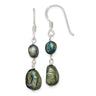 Sterling Silver Polished 5- Black Baroque Freshwater Cultured Pearl Dangle Earrings