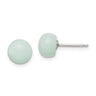Sterling Silver Rhod-pltd 8- Button Amazonite Post Earrings
