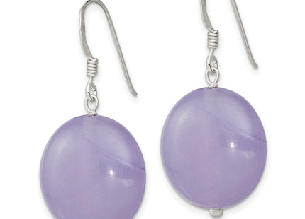 Sterling Silver Polished Lavender Jade Circle Dangle Earrings