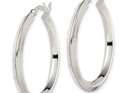 Sterling Silver Polished Knife Edge Round Hoop Earrings