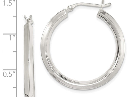Sterling Silver Polished Knife Edge Round Hoop Earrings