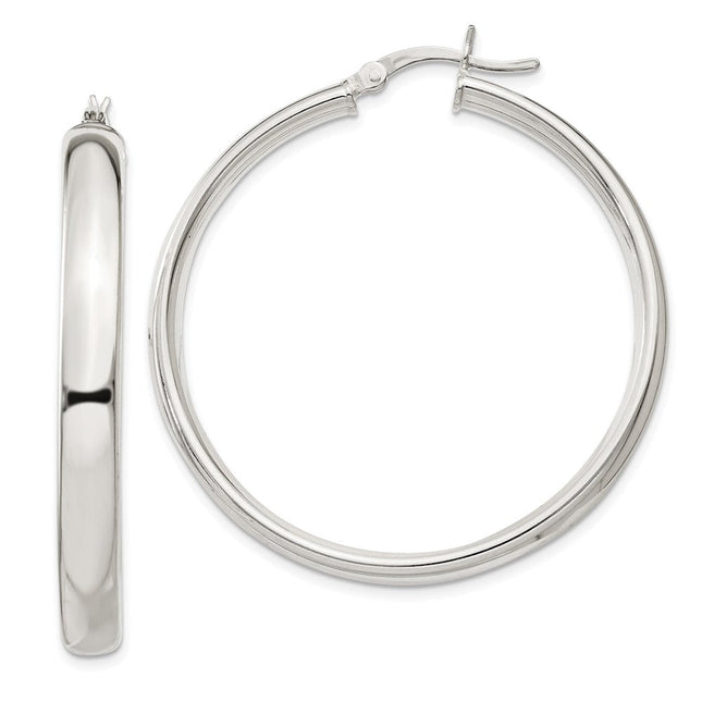 Sterling Silver Hoop Earrings, 40 x 5mm