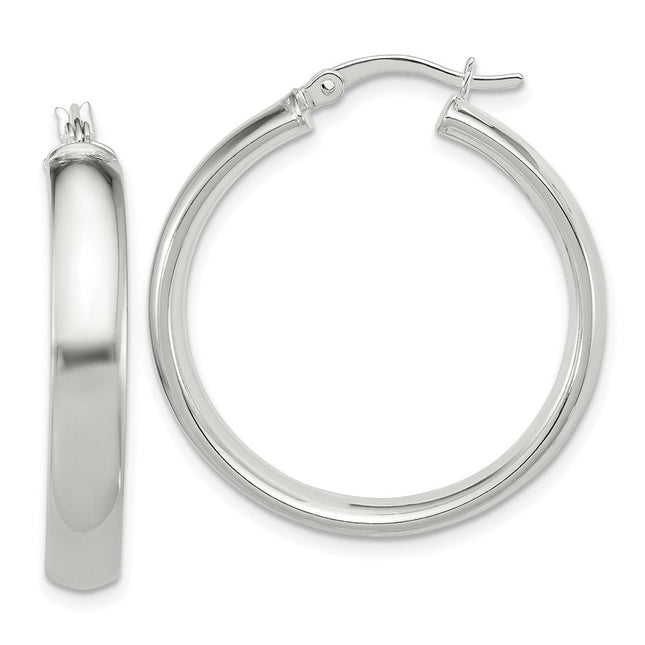 Sterling Silver Hoop Earrings, 30 x 5mm