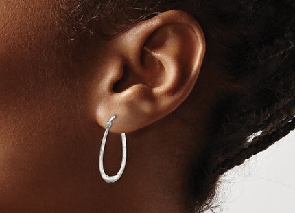 Sterling silver oval hoop earrings, another view
