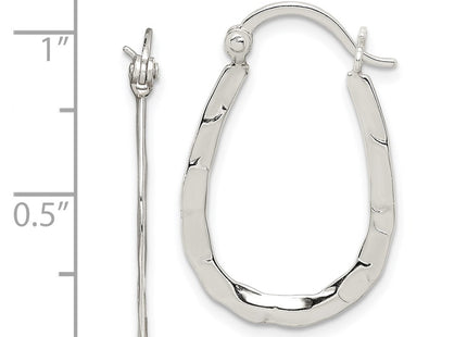 Sterling silver oval hoop earrings, further view