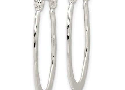 Sterling Silver Polished & Hammered Oval Hoop Earrings