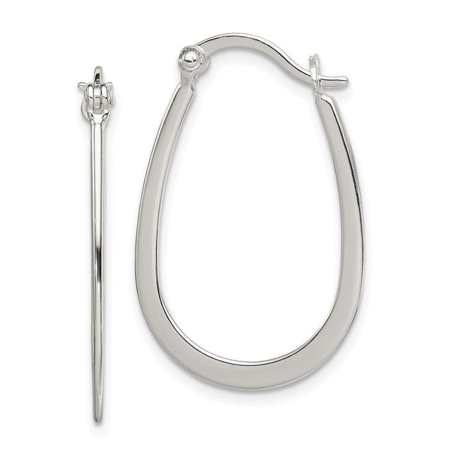 Sterling Silver Polished Oval Hoop Earrings, 15 x 18.7mm