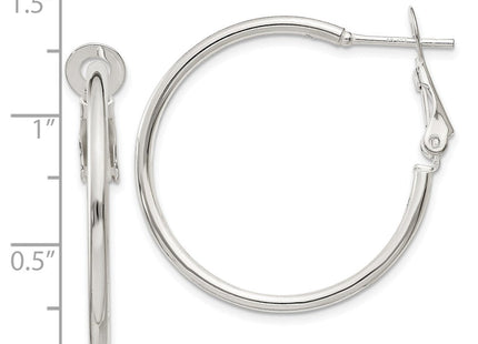 Sterling Silver Polished Omega Back Round Hoop Earrings