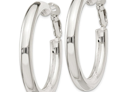 Sterling Silver Omega Back Hoop Earrings (Style QE6638)