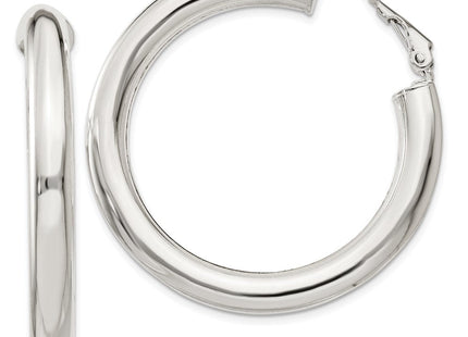 Sterling Silver Omega Back Hoop Earrings (Style QE6638)