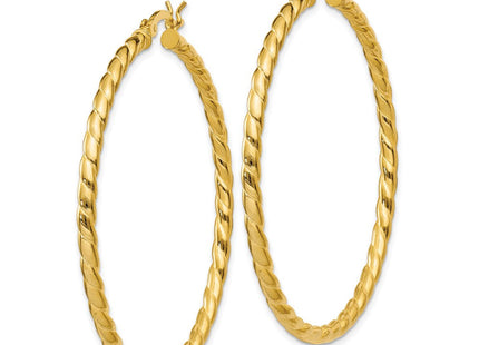 Sterling Silver Gold Flash Plated Twisted Hoop Earrings (Style QE6658)