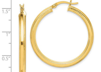 Sterling Silver Gold Flash Plated Grooved Hoop Earrings (Style QE6682)
