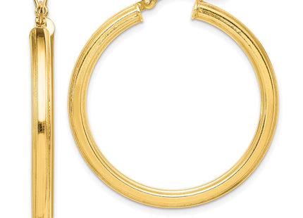 Sterling Silver Gold Flash Plated Grooved Hoop Earrings (Style QE6682)