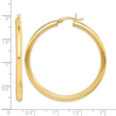 Sterling Silver Gold Flash Plated Grooved Hoop Earrings, 45 x 3mm