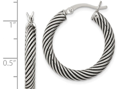 Sterling silver hoop earrings, further view