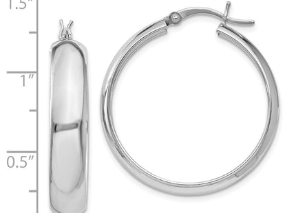 Sterling Silver Rhodium-plated Polished Hoop Earrings (Style QE6735)