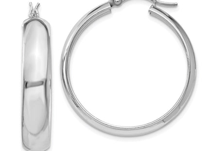 Sterling Silver Rhodium-plated Polished Hoop Earrings (Style QE6735)