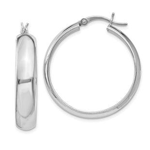 Sterling Silver Rhodium-plated Polished Hoop Earrings (Style QE6735)
