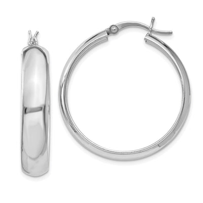 Sterling Silver Rhodium-plated Polished Hoop Earrings, 26 x 30mm