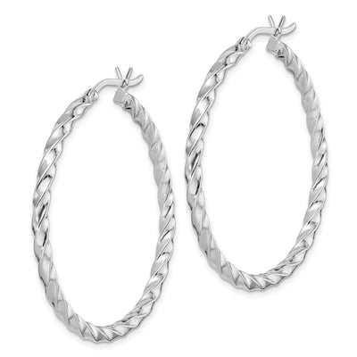 Sterling Silver Rhodium-plated Twisted Hoop Earrings, 40 x 3mm