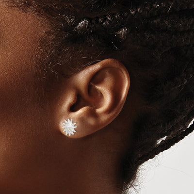 Sterling Silver Sun Mini Earrings, 12 x 13mm