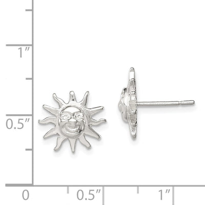 Sterling Silver Sun Mini Earrings, 12 x 13mm