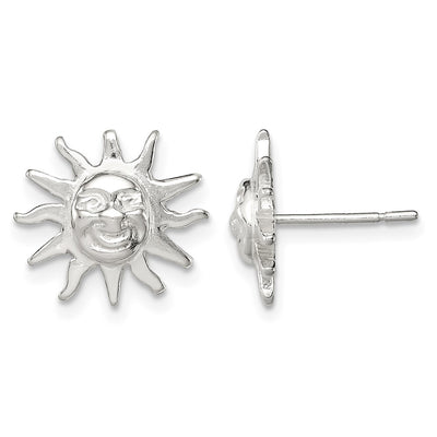 Sterling Silver Sun Mini Earrings, 12 x 13mm
