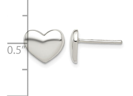Sterling silver heart earrings, further view