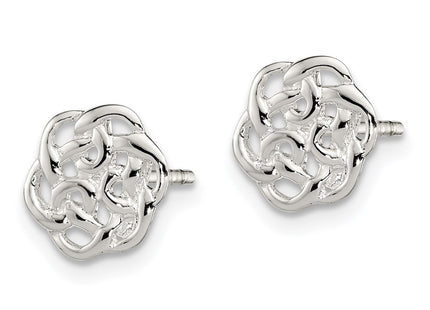 Sterling silver knot earrings, alternate view