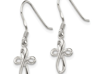 Sterling silver cross drop earrings, alternate view